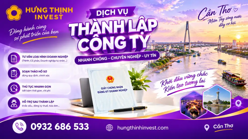 Dịch vụ thành lập công ty uy tín tại Cần Thơ