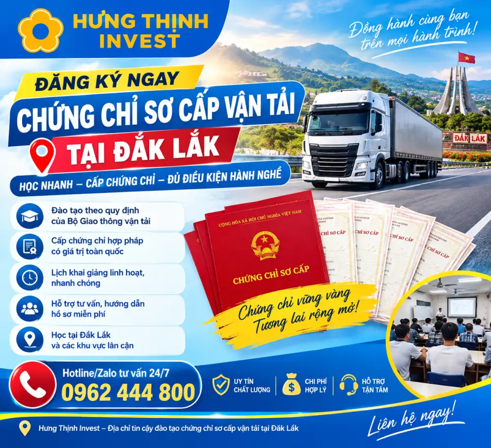 Học chứng chỉ sơ cấp vận tải tại Đắk Lắk
