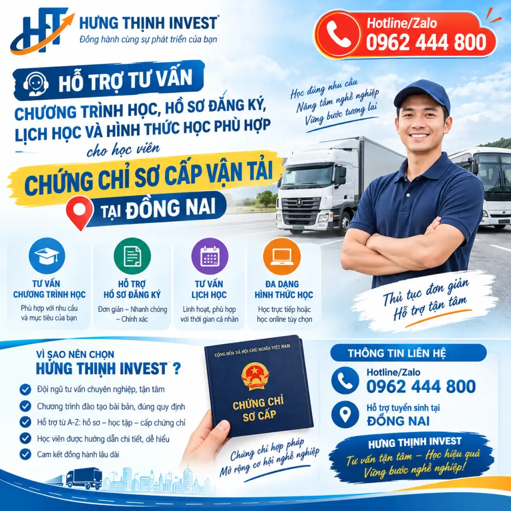 Địa chỉ học chứng chỉ sơ cấp vận tải tại Đồng Nai