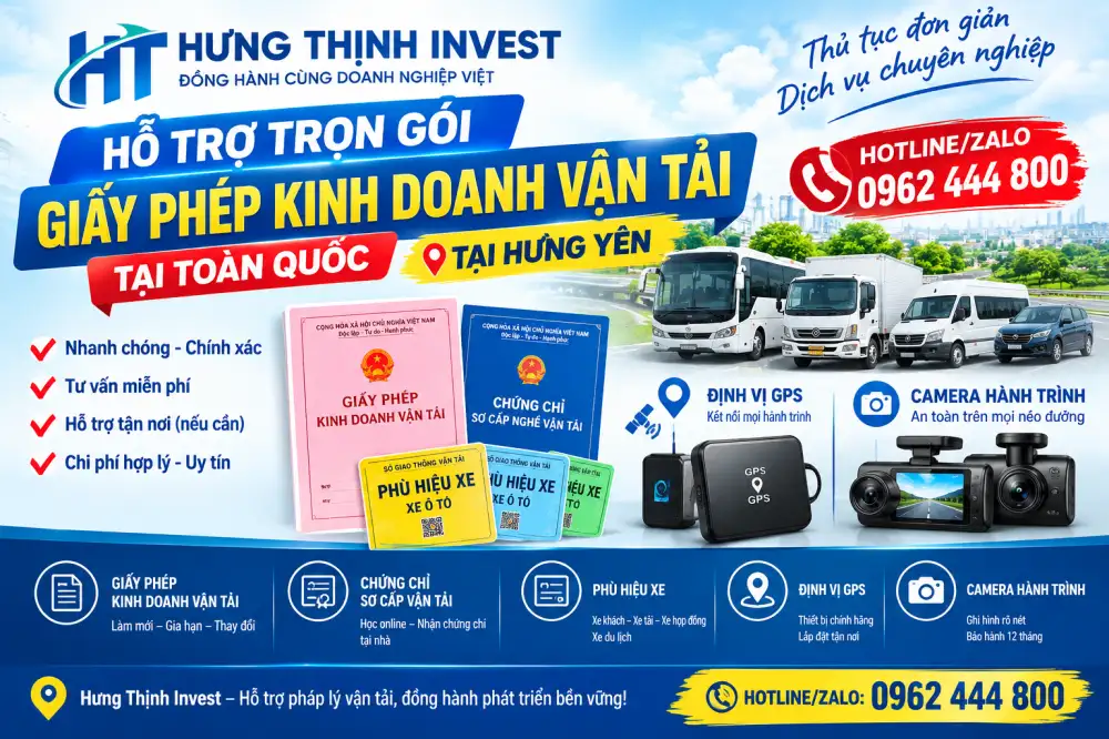 Giấy phép kinh doanh vận tải tại Hưng Yên